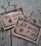 CLEARANCE! rustic ceramic pottery sign- just keep sewing