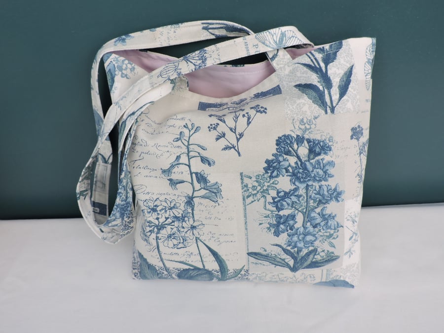 Tote Bag Blue and White Floral