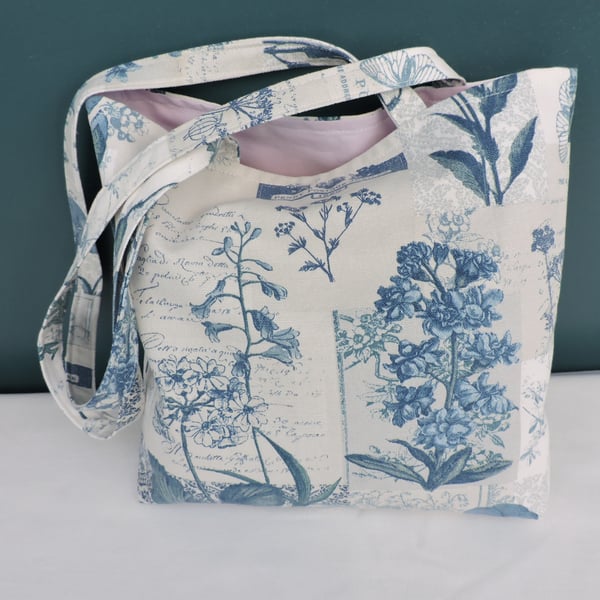 Tote Bag Blue and White Floral