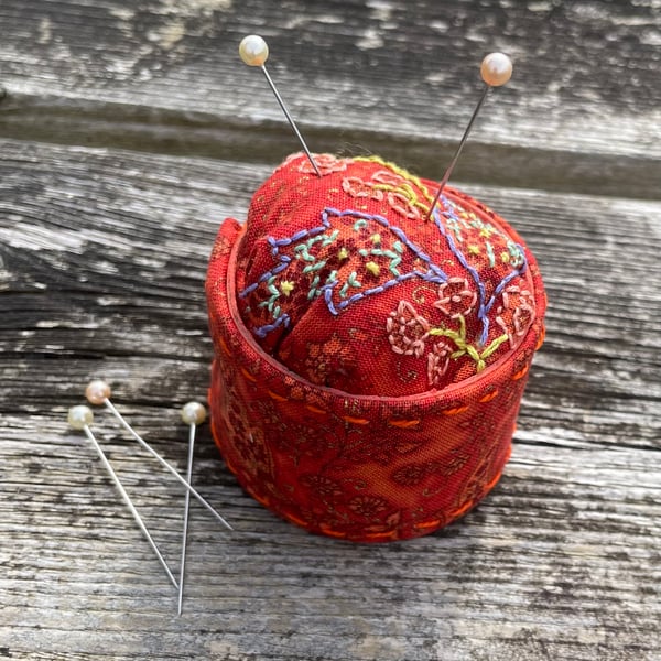 Pin cushion - hand embroidered
