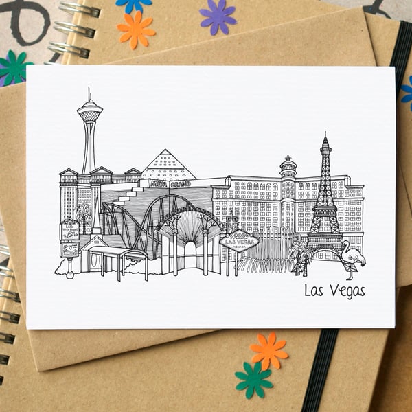 Las Vegas Skyline Greetings Card