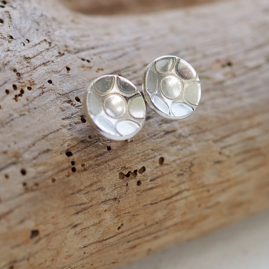 Sterling silver domed stud earrings, unisex silver jewellery, earring studs