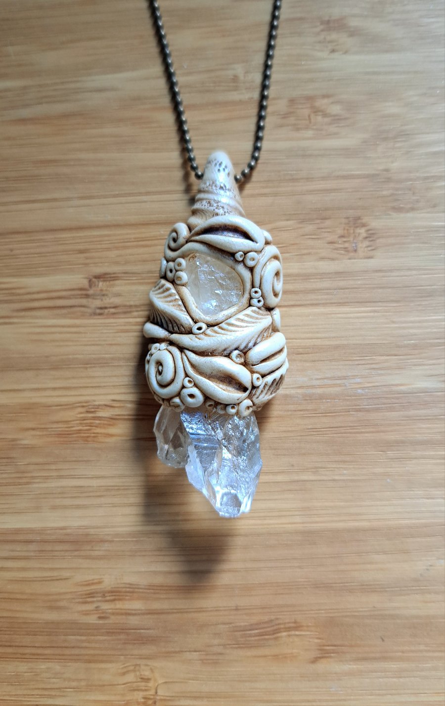 Zephyr Quartz and Phenacite Amulet Pendant