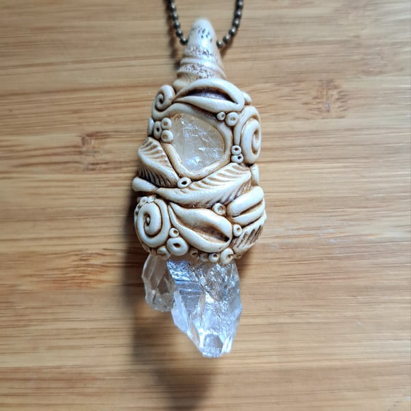 Zephyr Quartz and Phenacite Amulet Pendant