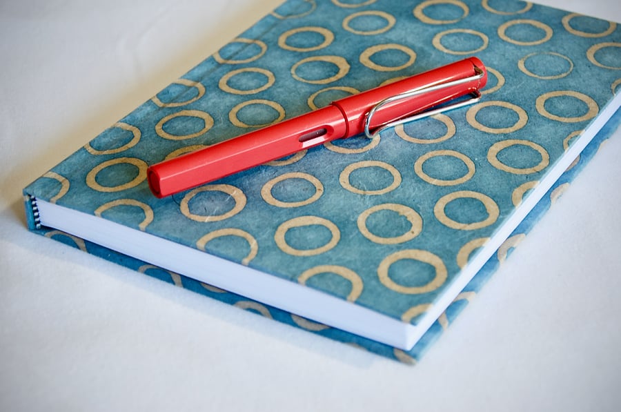 A5 Hardback Music Manuscript book with blue circle handmade paper cover