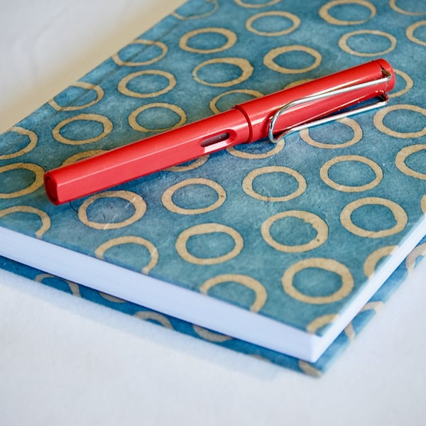 A5 Hardback Music Manuscript book with blue circle handmade paper cover