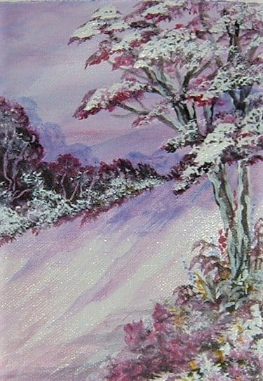 acrylic original winter art painting ( ref  F 558)