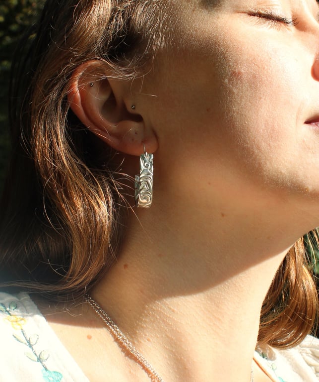 'Flow' U Hoop Sterling Silver Earrings