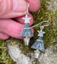 Silver and jade Christmas tree earrings - Image 3