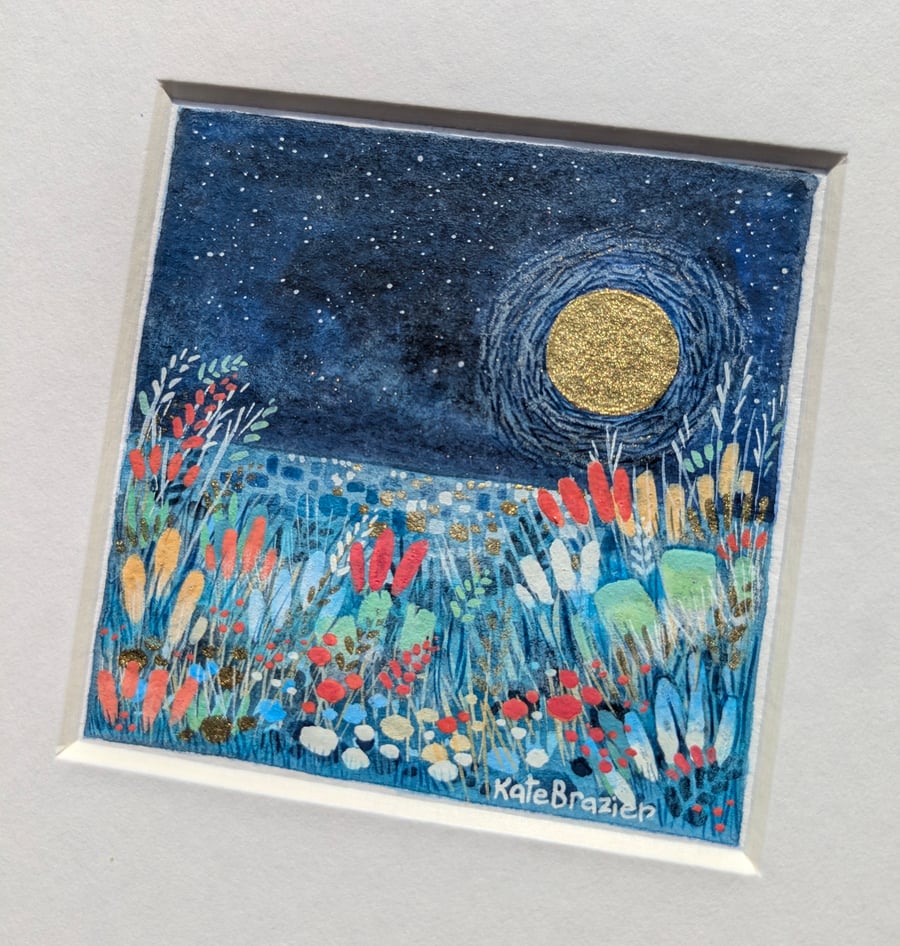 Golden Moon - Original miniature. Mounted