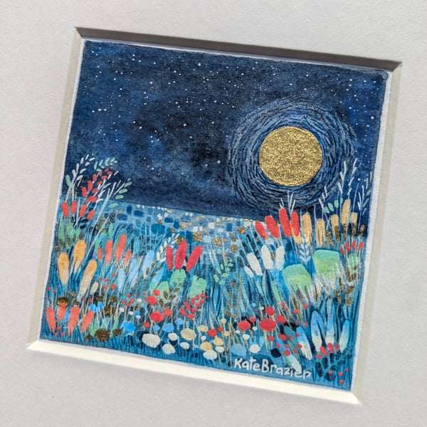 Golden Moon - Original miniature. Mounted