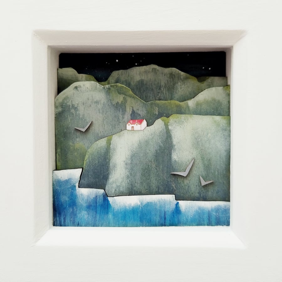 Seascape Picture, Miniature Picture, Ocean Diorama, The Cry of the Gulls