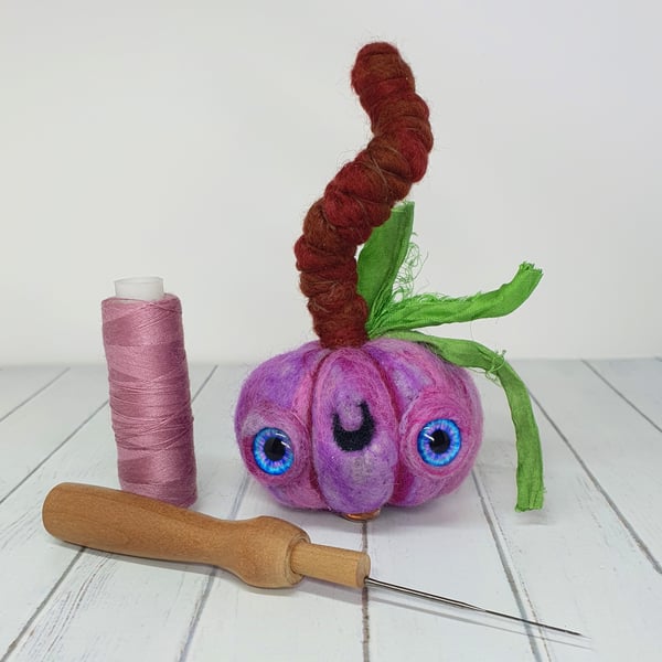 Purple Needlefelt Pumpkin