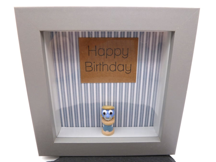 happy birthday picture frame, glass grandad blob