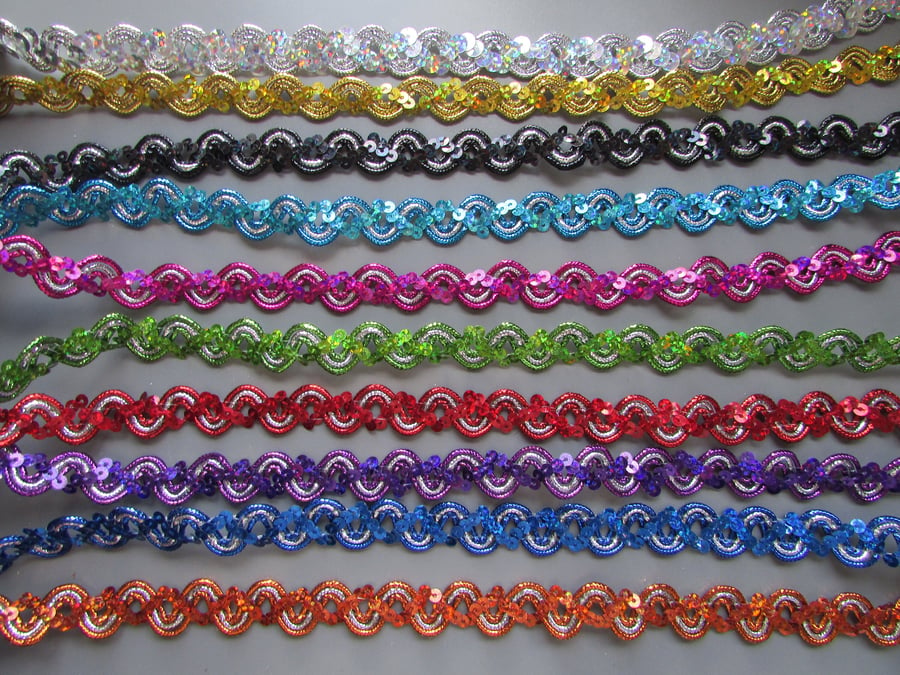 Sequin Braid Various Colours 1.2cm SewingCraftsCostumeCorsetry