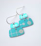 Mid century style rectangle earrings in turquoise  - Image 3