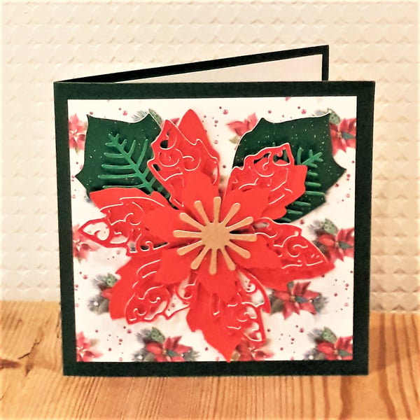 Poinsettia Christmas Card – Green