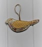 Recycled hanging fabric bird trio in Autumnal shades of yellow and orange  - Image 5