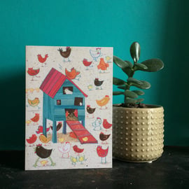 Hen House - Chicken birthday card by Jo Brown