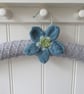 Coat hanger Clothes hanger - silver with teal poppy flower - Image 2