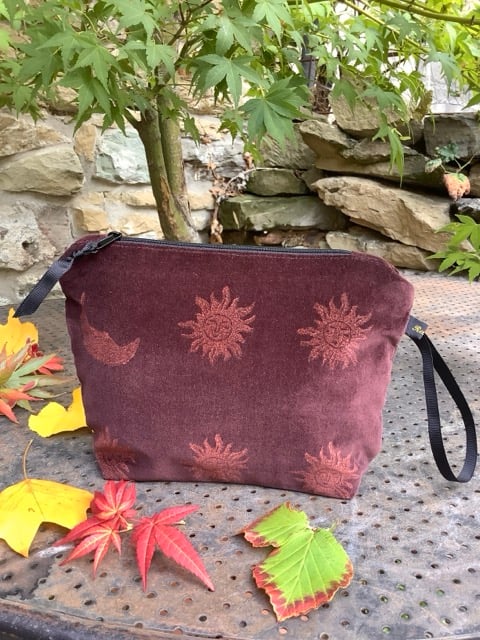 Chocolate Sun and Moon velvet makeup bag