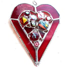 Heart Suncatcher Stained Glass Red Abstract 022