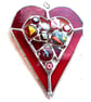 Heart Suncatcher Stained Glass Red Abstract 022