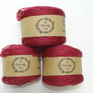 Yarn Cake Merino and Silk Dyed with Cochineal 25g approx