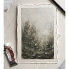 Original watercolour and gouache painting of blue hydrangea flower