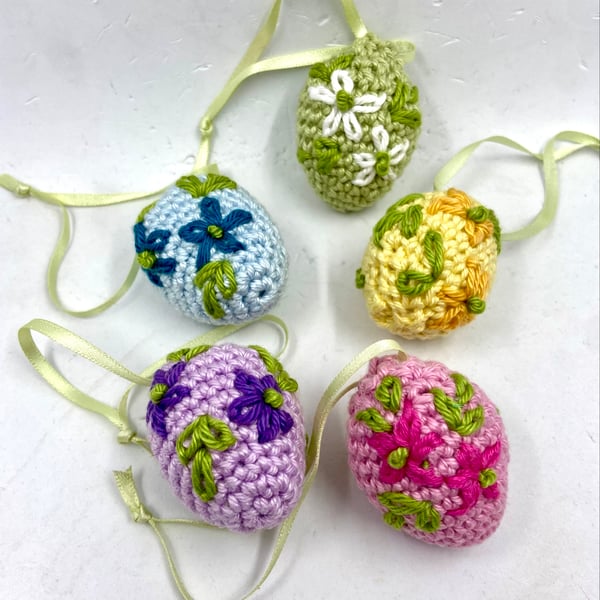 Five Crochet Easter Egg Decorations