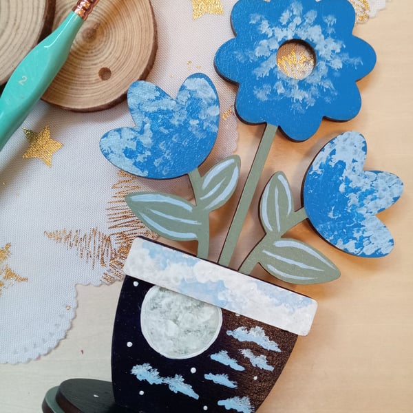 Hand painted Wooden celestial style flower 