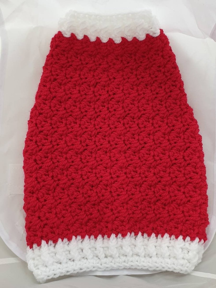 Red and white dog sweater, dog sweater for small dog or puppy