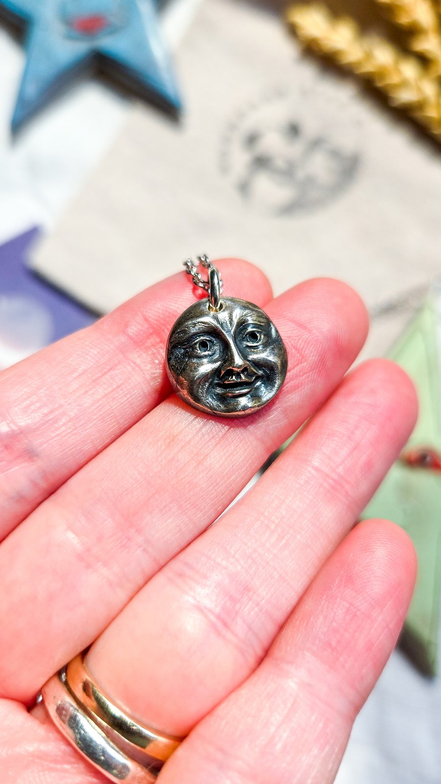 Moon Lovers Necklace - Solid Fine Recycled Silver Mini Moon Necklace, 925