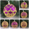 Christmas baubles boxed set of 6 large decorated with crochet lace (A32)