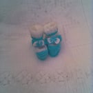  Mint and White Shoe and Sock Booties for 0 - 6 Month Old Baby, Baby Shower Gift