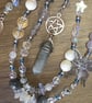 Handmade Moon & Star Phone Charm Labradorite Crystal Pendant and Moonstone Beads - Image 2