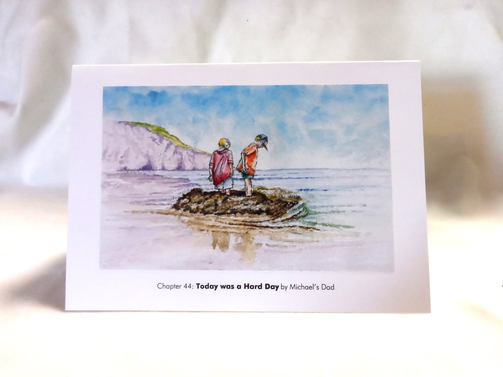original hand painted print of sandcastles Cornwall Beach printed Greeting Card