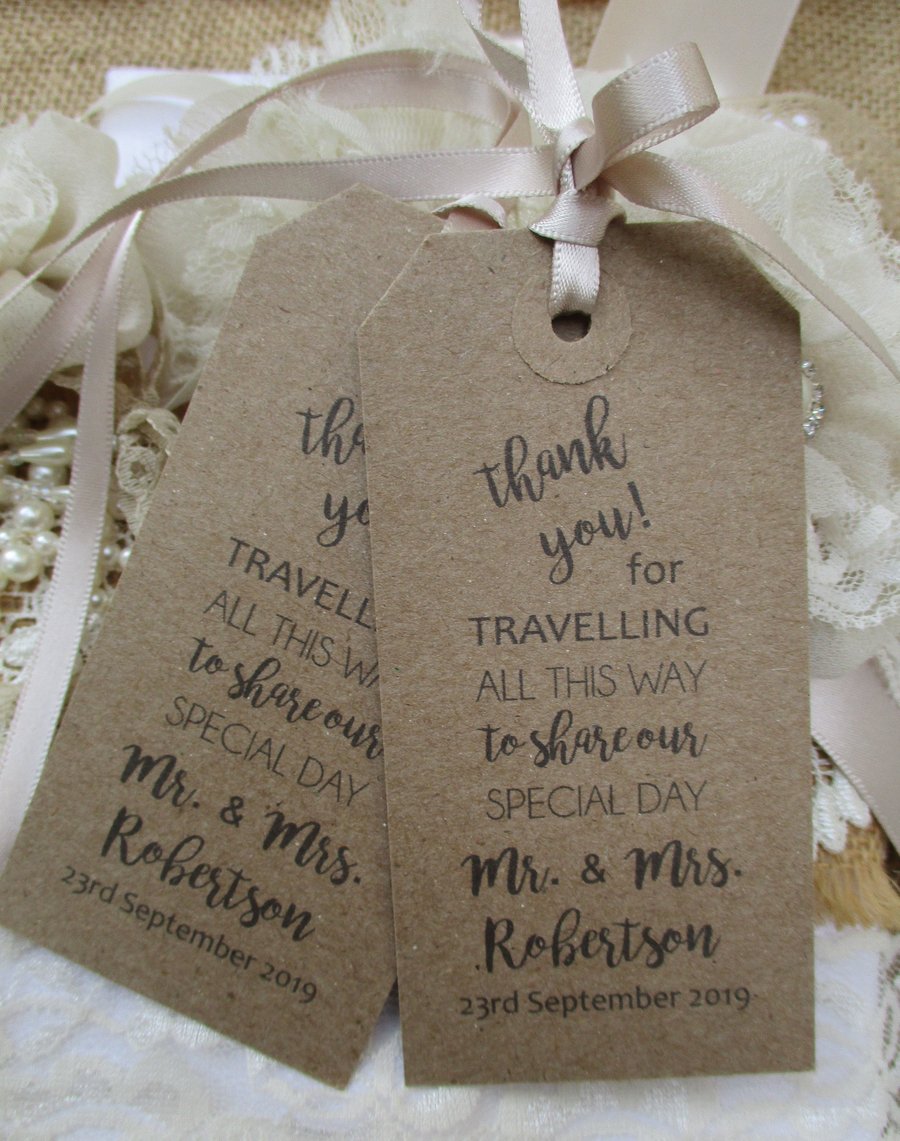 Thank You for Travelling To Share Our Special Day - Calligraphy Wedding Table De