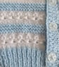 14" White & Blue Newborn Boys Round Neck Cardigan  - Image 5
