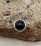 Minimalist Black tourmaline 3D circle pendant  necklace. - Image 2