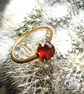Natural Red Garnet Solitaire Gold Ring:  Size P - Q , 56.5 - Image 5