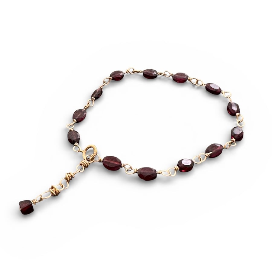 Garnet Gold Filled Bracelet