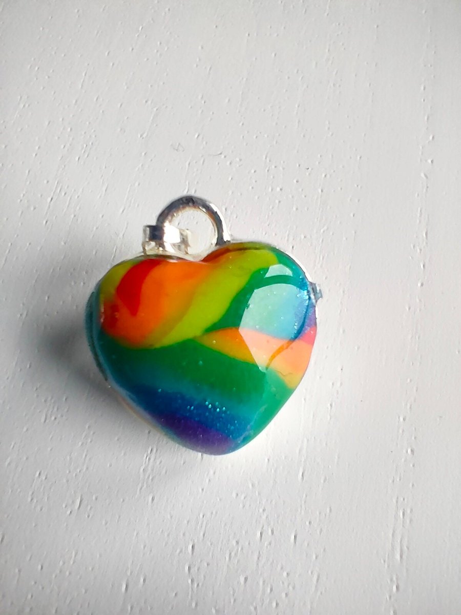 Small Puffy Heart Rainbow Pendant