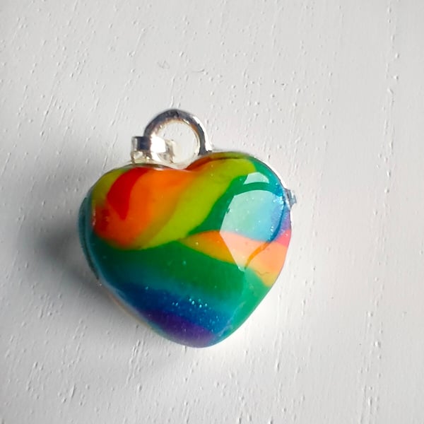 Small Puffy Heart Rainbow Pendant