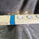 Hand Carved Wood Tealight Holder with Modern Turquoise Accent