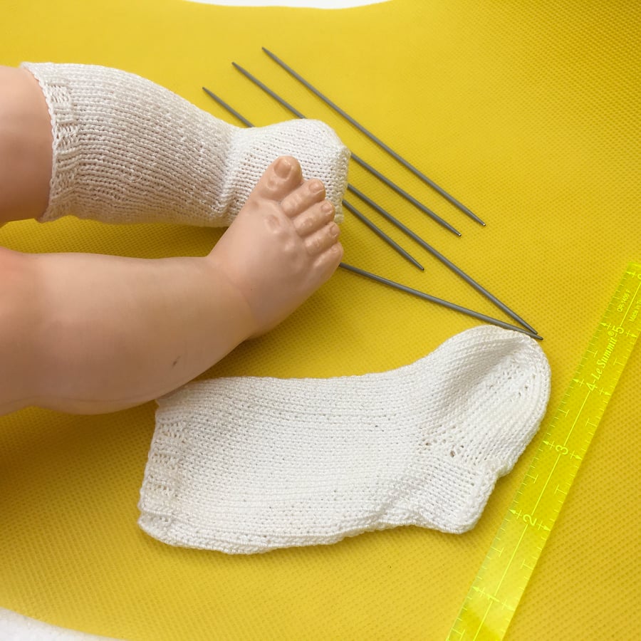 Hand Knitted Doll Socks. Short, Long and Lacy.  Doll Accessories for Collectors.