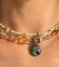 Ruby Zoisite Pendant, Garnet and Green Aventurine and Gemstones Necklace
