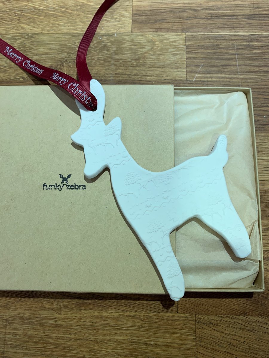 Handmade Porcelain Embossed Reindeer 1