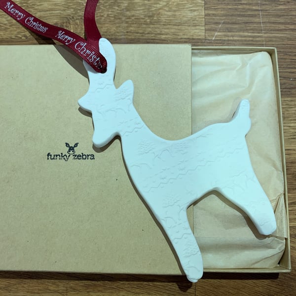 Handmade Porcelain Embossed Reindeer 1