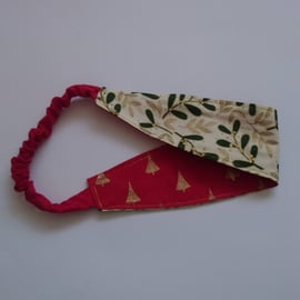 Mistletoe and Christmas Tree Reversible Headband